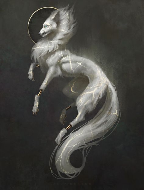 Painting Surrealism, Wolf White, Mythical Creatures Fantasy, Wolf Artwork, Fantasy Wolf, Wolf Love, Mythical Animal, Canine Art, Cute Fantasy Creatures