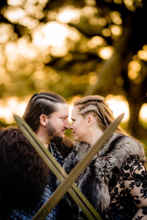 Medieval Wedding Groom Outfit, Viking Couple Photoshoot, Heathen Wedding, Viking Wedding, Medieval Wedding, Engagement Pictures Poses, Magical Land, Dark And Moody, Pictures Poses