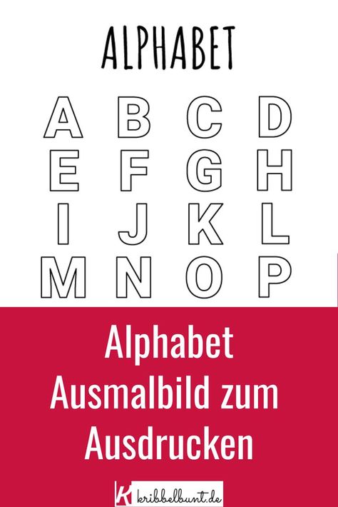 Alphabet lernen / Buchstaben zum Ausmalen / Kostenlose Malvorlage Buchstaben / Alphabet Vorlage zum Ausdrucken / ABC Ausmalbild #abc #alphabetlernen #buchstabenlernen #übungsblatt #deutsch #alphabet #buchstaben #ausmalbild #malvorlage #malenmitkindern #lernenmitkindern #kribbelbunt Periodic Table, Abc, Alphabet