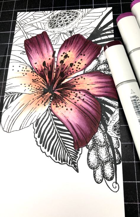 Copic Flower Drawings, Ink Marker Drawing, Alcohol Marker Flowers, Colorful Pen Art, Marker Pen Art, Alcohol Marker Art, Alcohol Marker Drawings, Alcohol Markers Art, Colorado Craft Company