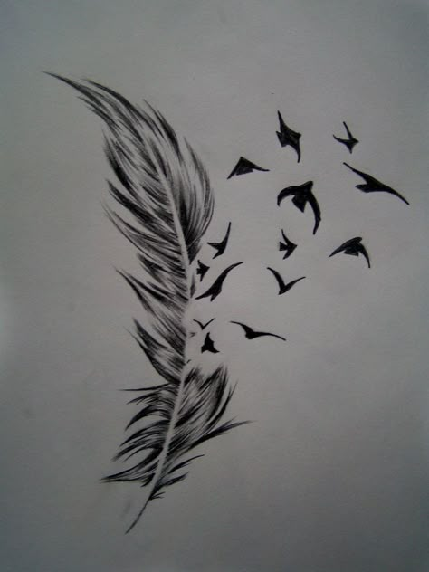 Birds feather... With "No Fear" along the side of it.... Kind of small on a shoulder blade or rib cage...or even on the side of my hip Infinity Tattoo With Feather, Feather Tattoo Meaning, Feather With Birds Tattoo, Bird Tattoo Meaning, Crow Feather, Feather Tattoo Design, Crow Tattoo, Broken Wings, Bird Tattoo