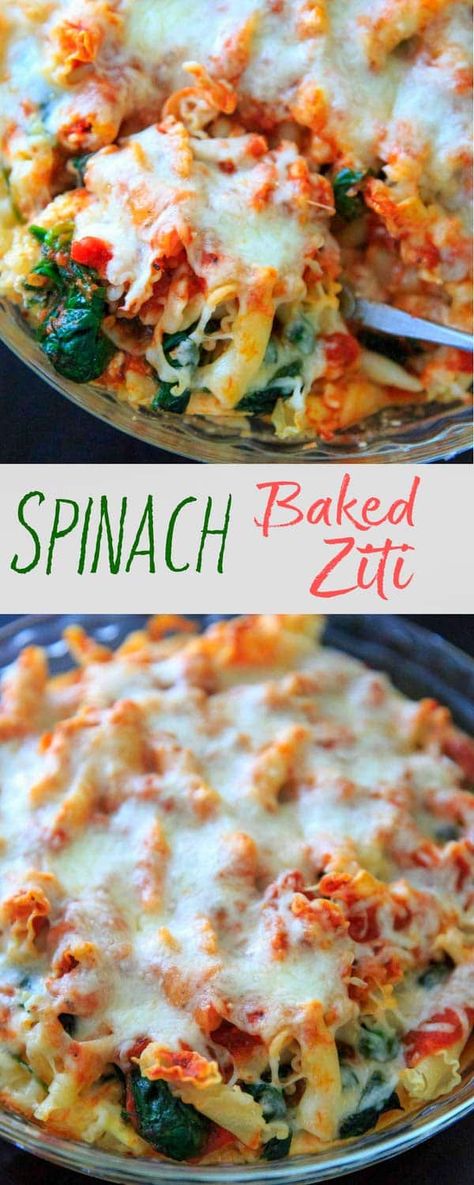 Spinach Baked Ziti, Pasta Ziti, Casserole With Spinach, Baked Ziti With Ricotta, Meatless Pasta, Pasta Casserole Recipes, Spinach Bake, Ziti Recipe, Ziti Pasta