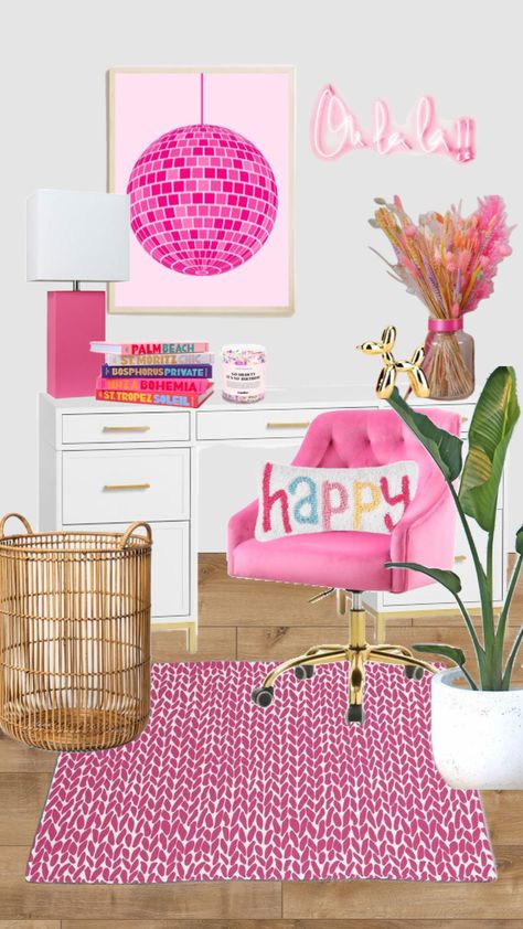 Preppy Desk Area, Preppy Desk Setup, Preppy Desk Ideas, Preppy Dresser Decor, Preppy Desks, Preppy Desk Decor, Preppy Classroom, Preppy Bedrooms, Preppy Desk