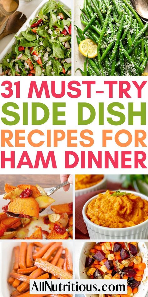 If you don't know what to make with your ham dinner you need to see these incredibly delicious ham side dish ideas. These yummy ham side dish recipes are perfect for everyone to enjoy more delicious sides with their yummy ham dinners. Ham Presentation Ideas, Best Sides For Ham, Sides With Ham Dinner, Sides Dishes For Ham, Baked Ham Side Dishes, Side Dishes To Go With Ham, Sides For Ham Dinner Christmas, Side Dishes With Ham, Ham Dinner Ideas Side Dishes