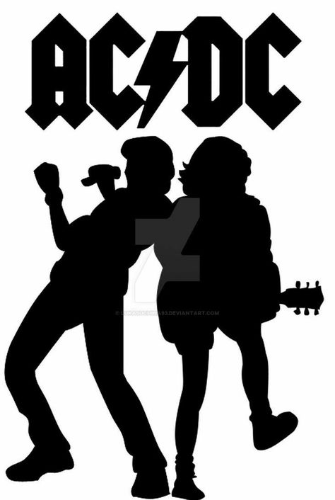 Rock And Roll Poster Design, Acdc Poster Aesthetic, Slash Silhouette, Rock Band Silhouette, Rock Band Svg Free, Acdc Logo, Ac Dc Rock, Band Rock, Rock And Roll Bands