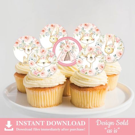 Girl Woodland Baby Shower Decorations. Pink Floral Forest Animals Cupcake Toppers. Boho Teepee 1st Birthday Favor Tags DOWNLOAD. WOOD13 Baby Shower Decorations Pink, Boho Teepee, Girl Woodland Baby Shower, Pink Baby Shower Decorations, 1st Birthday Favors, Woodland Baby Shower Decorations, Delicious Cupcakes, Edible Toppers, Girl Woodland