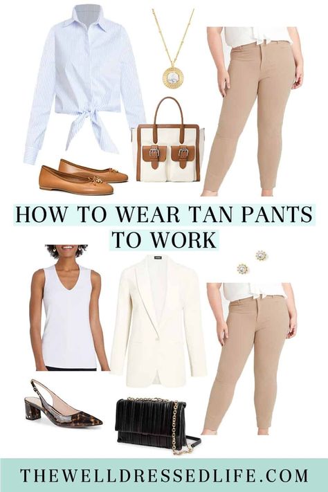 Tan Pants Outfit Work, Tan Pants Outfit, The Well Dressed Life, Pant Outfits For Women, Brown Pants Outfit, Office Outfits Women Casual, Khaki Pants Outfit, Pants Outfit Work, Lawyer Outfits