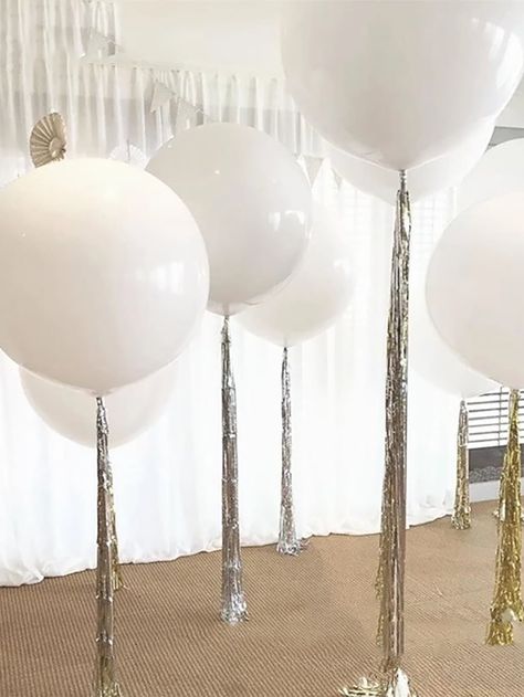 White    Latex  Balloons Embellished   Event & Party Supplies Giant Balloons Birthday, 36 Inch Balloons, Balloon Stand, Birthday Party Balloons, Plastic Balloons, Balloons Wedding, Wedding Balloon Decorations, Balloon Stands, Giant Balloons