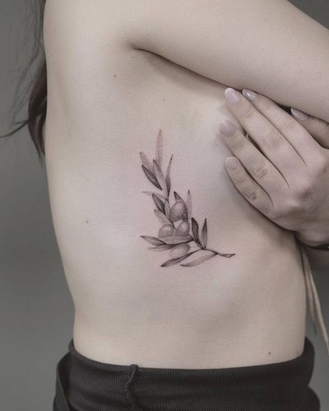 Vegetable Tattoo, Tiger Tattoo Small, Olive Tattoo, Olive Branch Tattoo, Rib Tattoos For Women, Jewel Tattoo, Branch Tattoo, Hand Tats, Vine Tattoos