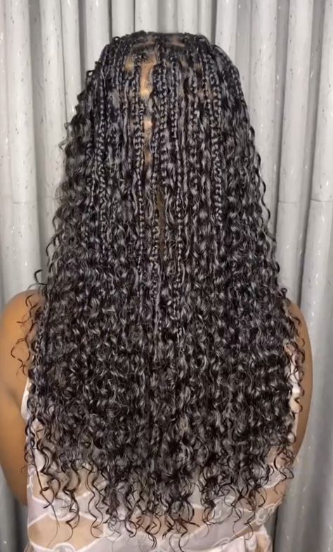 Goddess Braids Back Length, Mid Length Braided Hairstyles, Mid Back Goddess Braids, Goddess Braids Mid Length, Mid Length Boho Braids, Mid Length Goddess Braids, Medium Mid Back Knotless Braids, Full Boho Braids, Goddess Braids Mid Back