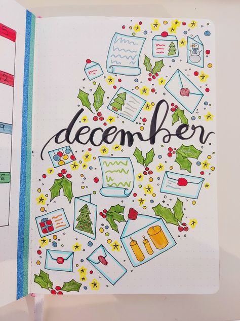 bullet journal cover page, December December Journal Cover, Bullet Journal December Cover, December Bullet Journal Cover, December Bullet Journal Ideas, December Cover Page, December Journal, Journal December, Journal Cover Page, December Bullet Journal