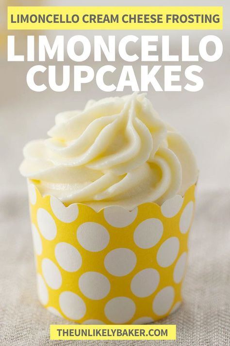 Try these soft and moist lemon limoncello cupcakes filled with decadent lemon curd and topped with luxurious limoncello cream cheese frosting. They’re a lemon lover’s dream. Perfect for spring, summer, birthdays, showers and more. Limoncello Cupcakes, Cupcake Recipes Unique, Limoncello Recipe, Cupcakes Filled, Lemon Cream Cheese Frosting, Unique Cupcakes, Lemon Cream Cheese, Lemon Cupcakes, Lemon Cheesecake