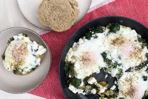 Spanakopita Shakshuka My Greek Table, Diane Kochilas, Greek Kitchen, Longevity Recipes, Oven Dried Tomatoes, Mediterranean Diet Breakfast, Pumpkin Stew, Grilled Peppers, Whole Roasted Cauliflower