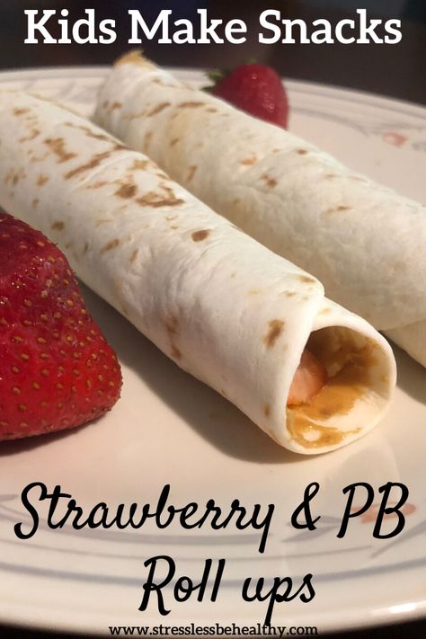 These easy strawberry and peanut butter roll ups are healthy and so much fun your kids will be begging to make their own snack for once! pbj roll ups | tortillas | for kids | peanut butter | recipes | lunch ideas | #kidslunch #kidsnacks Peanut Butter Roll Ups, Strawberry And Peanut Butter, Strawberry Roll Ups, Picky Toddler Meals, Healthy Finger Foods, Easy Snacks For Kids, Butter Roll, Recipes Lunch, Peanut Butter Roll