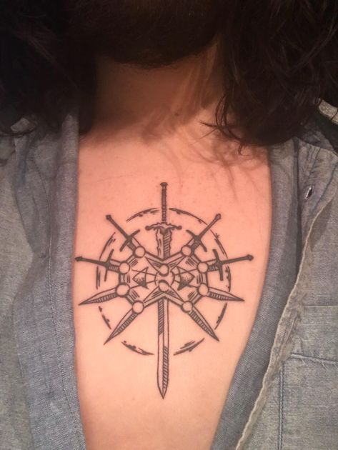 Symbol of the Knights Radiant done by Phil Higgs of Lady Luck; Hattiesburg MS Knights Radiant Tattoo, Stormlight Tattoo, Cosmere Tattoo, Stormlight Archive Tattoo, Archive Tattoo, Lady Luck Tattoo, Knights Radiant, Symbols Tattoos, Tattoo Ideas Simple