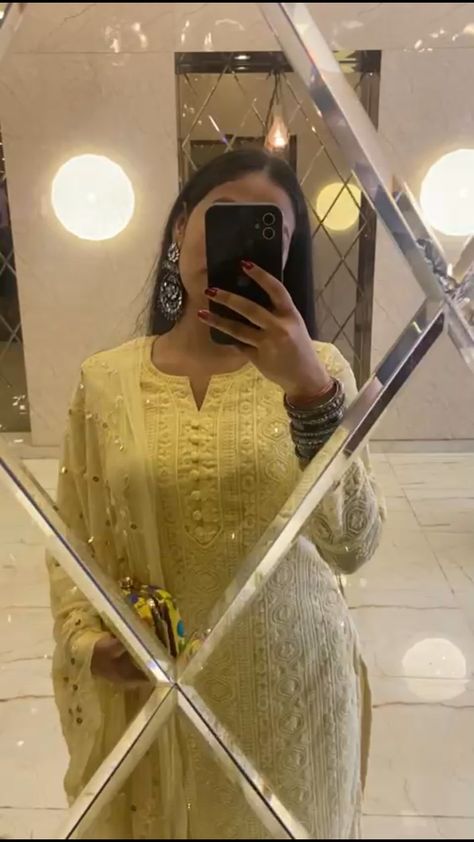 Traditional yellow chikankari suit Yellow Chikankari Suit, Yellow Suit Indian, Sleeveless Suit Design, Kurti With Jeans, Bday Dress, Outfit Info, Kurti Embroidery, Chikankari Suits, Yellow Suit