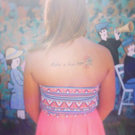 "Aloha a hui hou" in Hawaiian means "Goodbye until we meet again" 🌺 Hawaiian Tattoo, Sweet Tattoos, We Meet Again, Cute Tattoos, Strapless Top, Tattoos, Women's Top