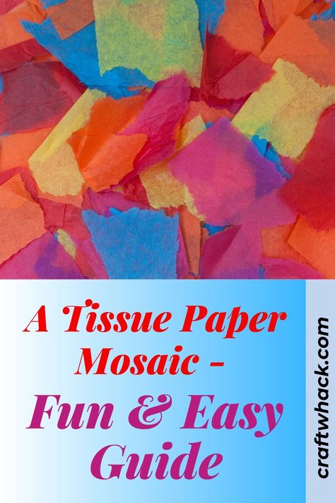 Sharing with you a fun and easy guide for a tissue paper mosaic. This is a pretty simple, straightforward project, but it takes a while! This project is well-suited for maybe the 6 and up crowd. #tissuepaper #papermosaic #mosaic Tissue Paper Mosaic, Paper Mosaic Art Ideas, Paper Mosaics, Activities Director, Paper Mosaic, Paper Art Projects, Activity Director, Mosaic Tile Art, Leftover Fabric