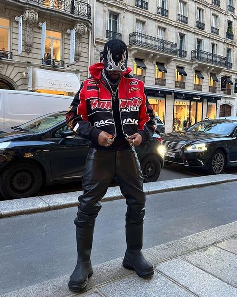 Leather Racer Jacket Outfit, Biker Outfit Men, Racer Jacket Outfit, Red Leather Jacket Outfit, Red Jacket Outfit, Biker Jacket Outfit, Leather Jeans Men, Leather Jacket Outfit Men, Streetwear Inspo