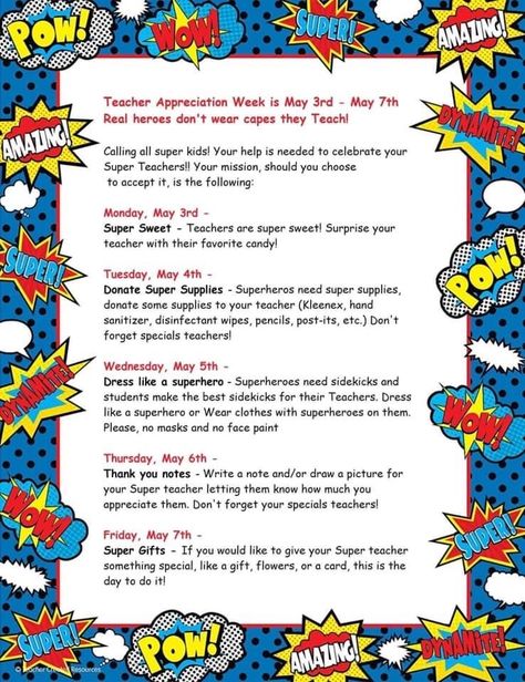 Teacher Apperication, Superhero Teacher Appreciation, Superhero Week, Preschool Teacher Appreciation, Teacher Appreciation Week Themes, Hospitality Ideas, Superhero Vbs, Teacher Appreciation Themes, Sunshine Committee