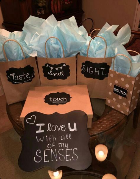 5 Senses Gift For Boyfriend, 5 Senses Gift, Birthday Present For Boyfriend, Anniversary Diy, Present For Husband, Surprise Boyfriend, Birthday Surprise Boyfriend, Anniversary Gift Ideas, Best Boyfriend Gifts