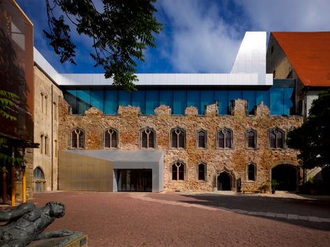 10 Examples of Modern Architectural Additions Used To Conserve Older Buildings - RTF | Rethinking The Future Halle Germany, Museum Extension, Conservation Architecture, Renovation Architecture, International Architecture, Roof Extension, Rem Koolhaas, Brick Masonry, Adaptive Reuse