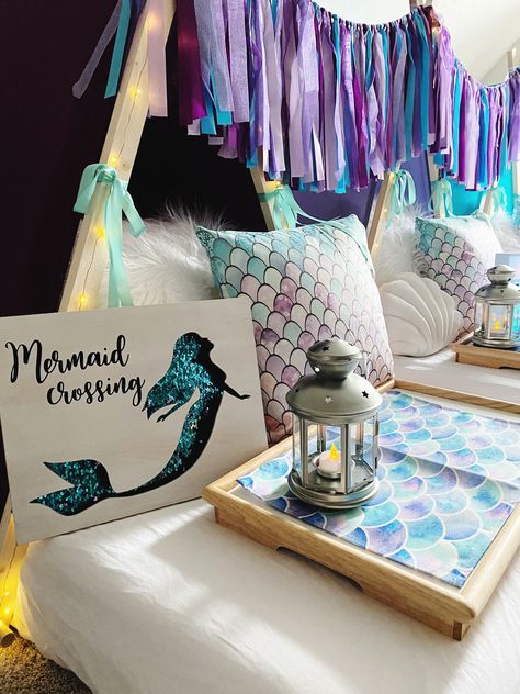 Mermaid Tent Party, Mermaid Slumber Party, Mermaid Sleepover, Ocean Spa, Sleepover Room, Sleepover Tents, Tent Party, Teepee Party, 5 Birthday