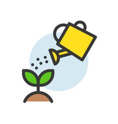 Watering can watering plant icon flat design Vector Image Cute Watering Can Drawing, Watering Can Drawing Simple, Watering Plants Drawing, Watering Can Doodle, Watering Can Drawing, Flat Web Design, Creative School Project Ideas, Plant Icon, Icon Design Inspiration