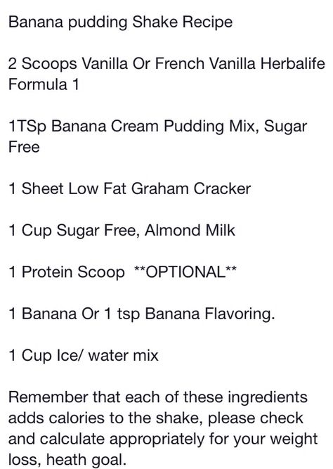 Banana pudding shake Herbalife Banana Pudding Shake, Fruit Protein Shakes, Pitaya Smoothie Bowl, Herbal Life Shakes, Pitaya Smoothie, Banana Protein Shake, Shake Ideas, Nutribullet Smoothies, Loaded Tea Recipes