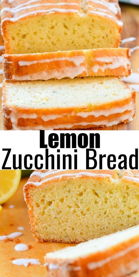 Dessert Loafs, Easy Sweet Bread, Lemon Zucchini Bread Recipe, Baking Chart, Lemon Zucchini Bread, Lemon Zucchini, Zucchini Bread Recipe, Baking Soda And Lemon, Lemon Bread