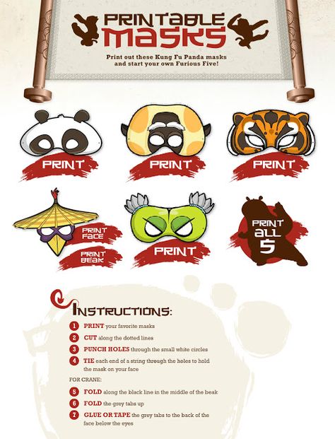 Amanda Makes Things: Design Work: Kung Fu Panda Showsite Kung Fu Panda Costume, Panda Birthday Theme, Panda Activities, Design Portfolio Site, Kung Fu Panda Party, Panda Movies, Panda Mask, Panda Craft, Panda Birthday Party