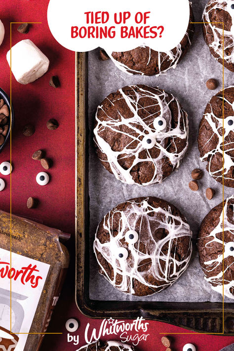 Who does not like a cookie? these spooky double chocolate Halloween cookies are quick and easy to make. Discover how to re-create this mummy effect using marshmallows and impress your guests this Halloween!

Head to our website to view all our Autumnal bakes, Halloween cakes, bakes and treats Chocolate Halloween Cookies, Mummy Cookies, Halloween Finger Foods, Chocolate Halloween, Easy Halloween Food, Double Chocolate Cookies, Mini Treats, Halloween Baking, Halloween Chocolate