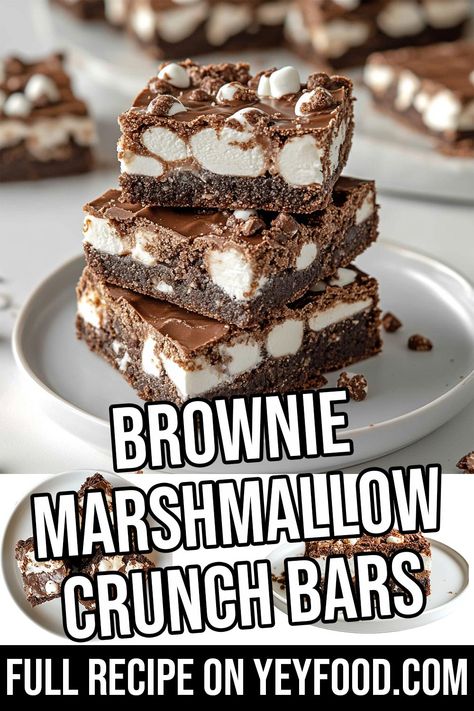 Brownie Marshmallow Crunch Bars - Yeyfood.com: Recipes, cooking tips, and kitchen hacks for home cooks of all levels Brownie Marshmallow, Cinnamon Bread Easy, Hacks For Home, Pumpkin Crisp, Homemade Brownie, Pumpkin Fudge, Crunch Bars, Crunch Bar, Homemade Brownies