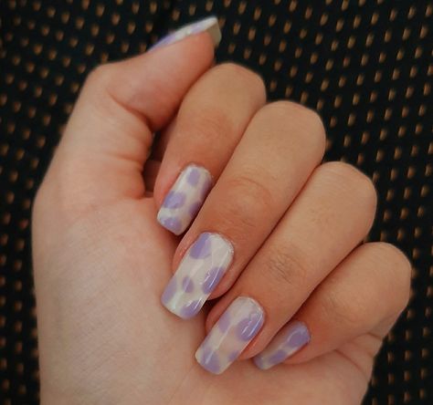 Purple Cowprint Nails, Purple Cow Print Nails, Cow Print Nails, Cow Nails, Purple Cow, Lavender Nails, Print Nails, White Cow, Cow Print