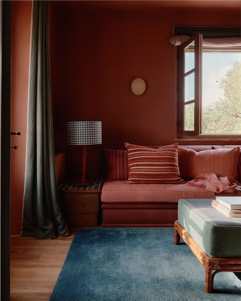 William Jess Laird | A restored Tuscan farm house full of color by @nicolahardingandco for the Fall issue of @milieumag Set among an olive grove, this house… | Instagram Burnt Orange Living Room, Olive Grove, Living Room Orange, Home Colors, Interior Design Boards, Room Color Schemes, Brown Living Room, Color Psychology, House Room