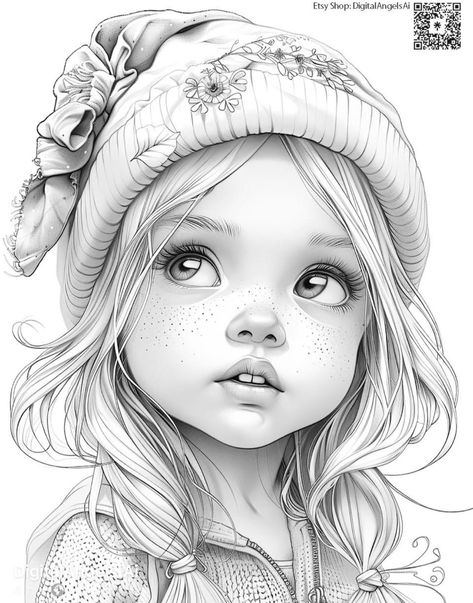 Easy Sketch Drawing, Drawings For Kids, Big Eyes Artist, Colors For Kids, Color Pencil Illustration, Drawing Tutorial Face, Kids Coloring Pages, Pretty Artwork, Adult Coloring Designs