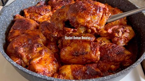 Pollo rostizado en la sartén | Pollo rostizado en la sarten 🍳 | By Rashel Roman Recetas Adobo, Chicken Recipes, Chicken