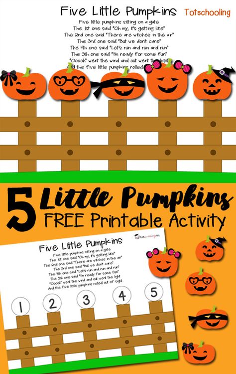 FREE 5 Little Pumpkins activity for toddlers and preschoolers to follow along with the popular nursery rhyme. Great for learning ordinal numbers and counting in the Fall and around Halloween. 5 Little Pumpkins, Activities For Elementary Students, Five Little Pumpkins, Halloween Lesson, Ordinal Numbers, October Ideas, October Activities, Halloween Kindergarten, Pumpkin Activities