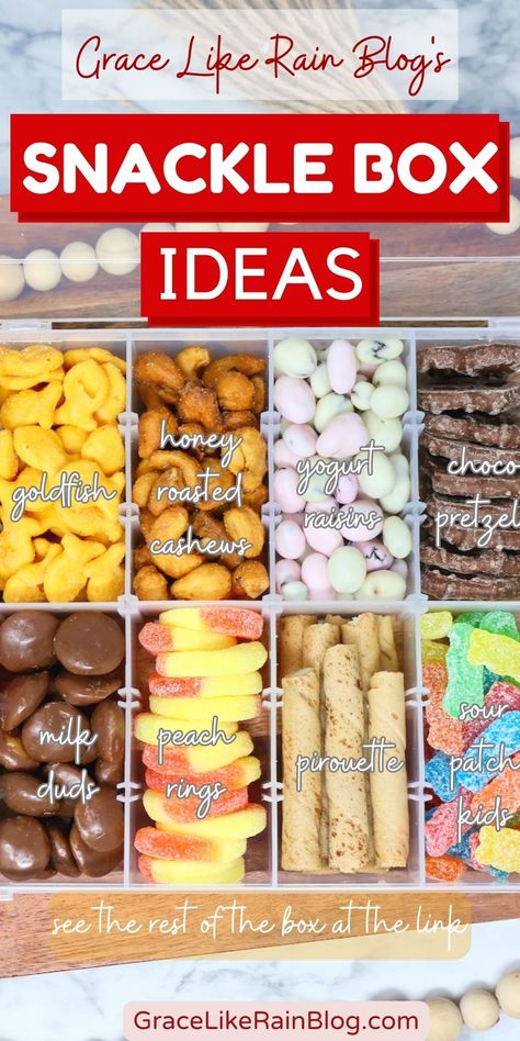 Snackel Box Ideas, Vacation Snacks To Pack, Snackle Box Ideas For Kids Road Trip, Christmas Snackle Box Ideas, Shackle Box Ideas, Tacklebox Snacks, Healthy Snacklebox Ideas, Snackle Box Ideas For Kids, Tackle Box Snacks