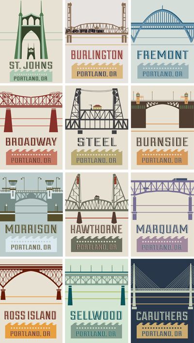 aprilsojung:  Portland bridge series finished including the under construction Caruthers Bridge! Make Something Everyday Project ©april black 2012 Types Of Bridges, Portland Bridges, Ross Island, Oregon Portland, The Oregon Trail, Bridge City, Big Sur California, Oregon Washington, Oregon Travel