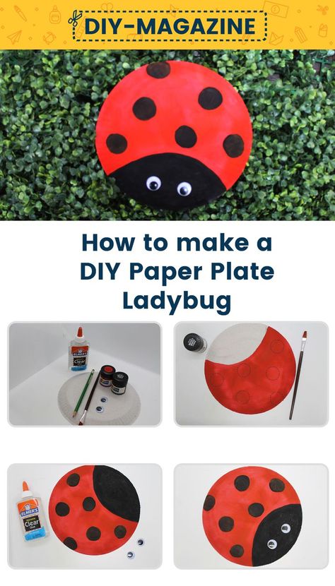 how to make paper plate ladybug craft for preschoolers toddlers Paper Ladybug Craft, Paper Ladybug, Creative Paper Crafts, Ladybug Craft, Paper Plate Craft, Ladybug Crafts, The Bug, Diy Magazine, Paper Plate Crafts