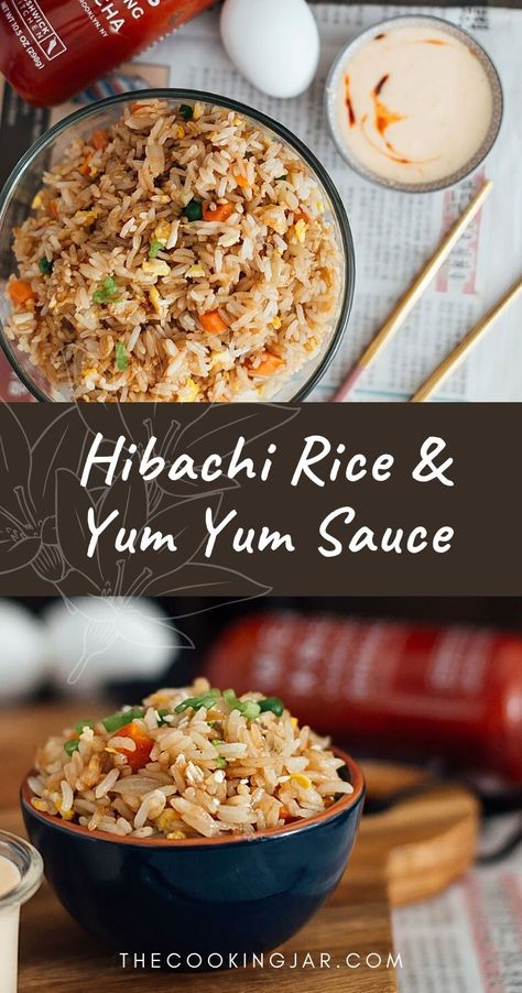 Hibachi Recipes, Hibachi Chicken, Yum Sauce, Japanese Steakhouse, Yum Yum Sauce, Chinese Cooking Recipes, Rice Side Dishes, Easy Chinese Recipes, Japanese Rice