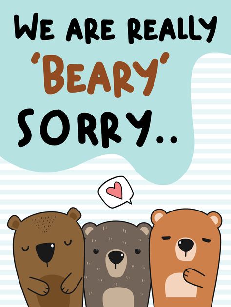 Sorry In Cute Way, How To Say Sorry In A Cute Way, Sorry Cards Handmade, Im Sorry Cute Bear, I Am Sorry Cards Diy, How To Say Sorry Without Saying Sorry, I’m Sorry Card Ideas, I’m Sorry Cards Diy, How To Say Sorry