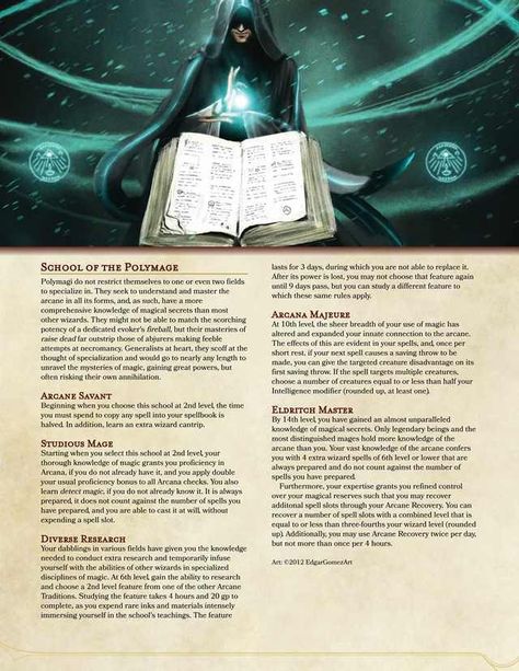 5e Wizard School - School of the Polymage Dnd Wizard, Dungeons And Dragons Races, Magic Realms, D D Classes, Dnd Classes, Dungeon Master's Guide, Magic System, Wizard School, Writing Fantasy