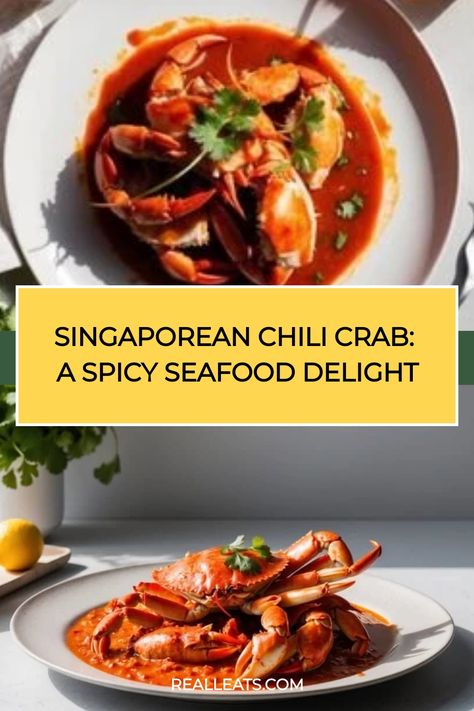 Singaporean chili crab: a spicy seafood delight Singapore Crab Chilli, Chili Crab Recipe, Marinated Crab Korean, Korean Spicy Marinated Crab, Chilli Crab Recipe, Singapore Chili Crab, Chilli Crab, Chili Crab, Seafood Delight