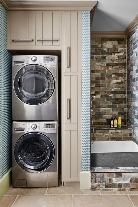 Major appliance, Laundry room, Washing machine, Room, Home appliance, Laundry, Property, Tile, Clothes dryer, Door, Laundry Room Paint Color, Laundry Room Paint, Small Washing Machine, Ford Interior, Diy Organizer, Laundry Room Shelves, Mudroom Design, Washing Machine And Dryer, Small Laundry Rooms