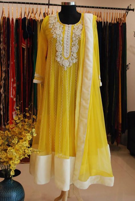 :) Casual Anarkali, Yellow Suits, Haldi Outfits, Cotton Anarkali, Latest Kurti, Designer Kurti Patterns, Beautiful Pakistani Dresses, Indian Gowns Dresses, Kurti Designs Party Wear