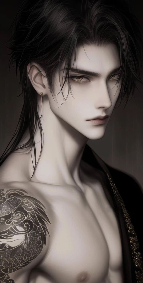 Handsome Anime Men, Goth Boy Art, Base Anime, Dark Anime Guys, Anime Guys Shirtless, Character Inspiration Male, Cyberpunk Character, Manga Boy, Beautiful Dark Art