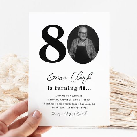 80th Birthday Party Invitation | 80th Birthday - Birthday Invitation 80th Birthday Invite, 80th Birthday Quotes, Mens Birthday Party Invitations, 80th Birthday Decorations, Stationary Ideas, 90th Birthday Invitations, 80 Birthday Cake, 80th Birthday Invitations, Classic Invitation