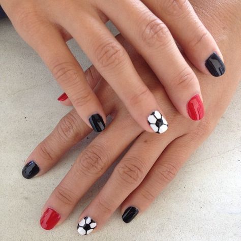 Soccer Nails Acrylic, Team Nails Sports, Soccer Theme Nails, Soccer Ball Nails, Soccer Mom Nails, Soccer Nails Design, Soccer Nails, Baseball Nails, Sports Nails